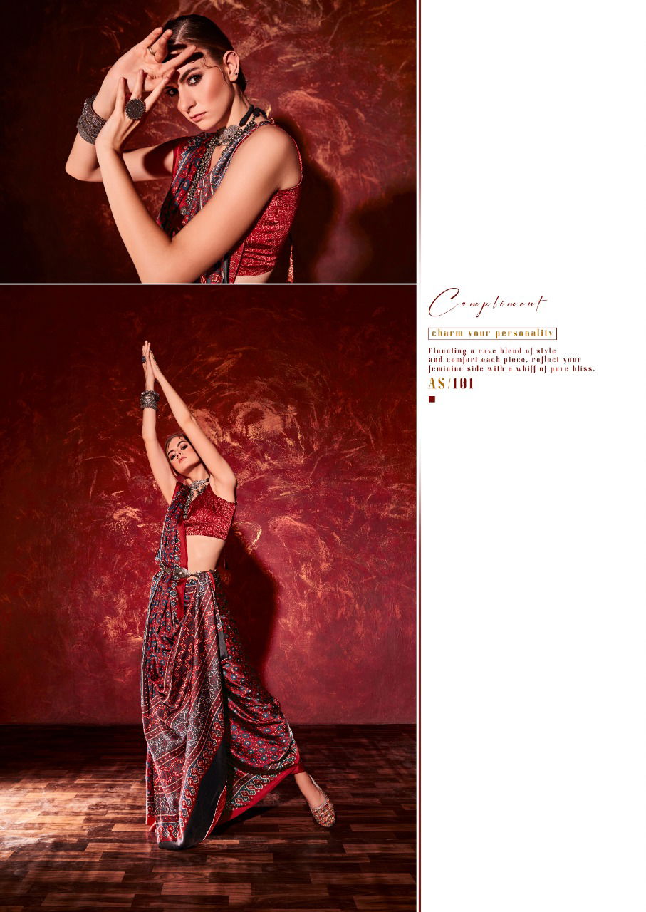 Sr Ajrakh Satin Printed New Exclusive Wear Fancy Designer Saree Collection 